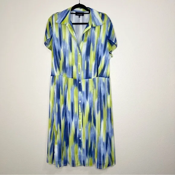 Evan Picone Blue and Green Patterned Dress - Picture 1 of 11